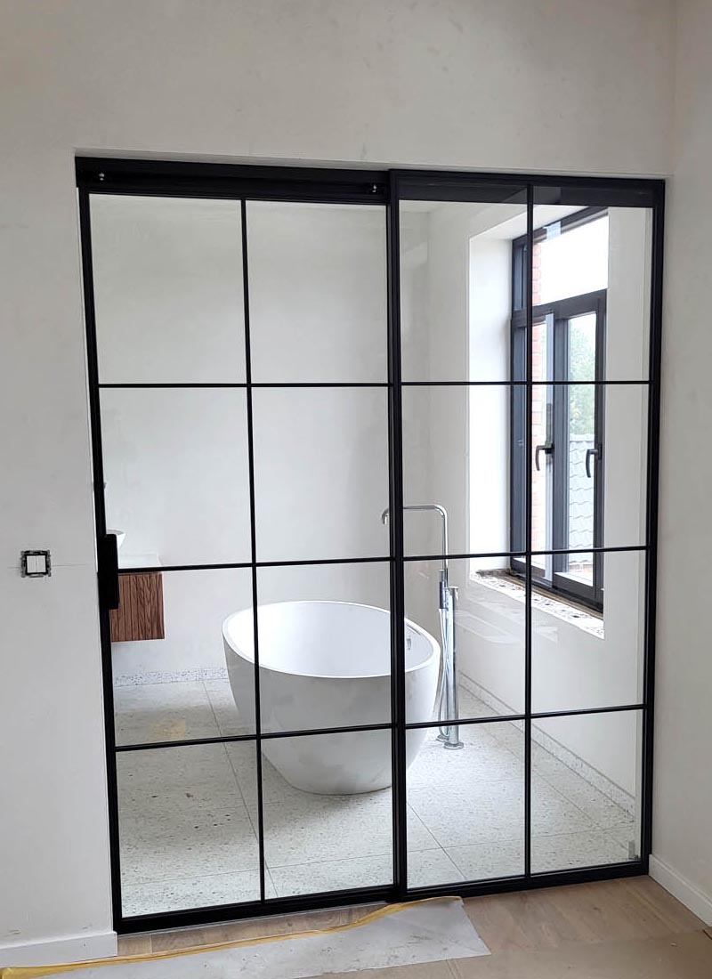 industriële stalen binnendeur met glas